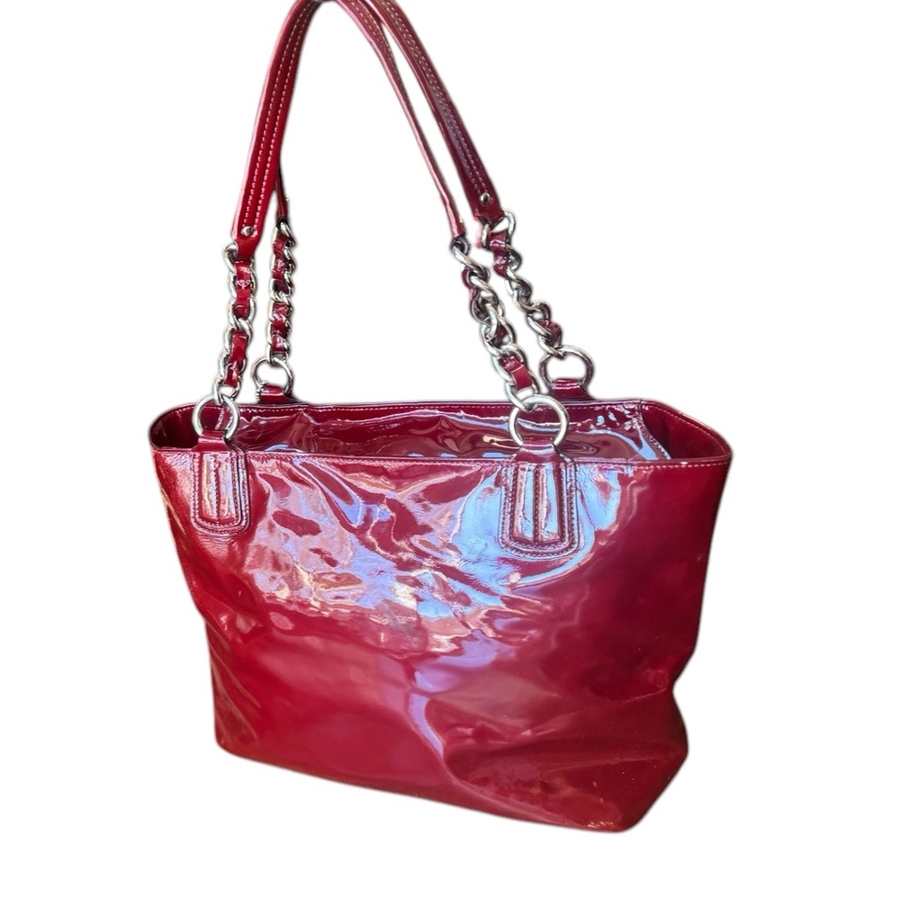 COACH Chelsea | Dark Red Patent Leather with Silver Accents - Picture 8 of 13
